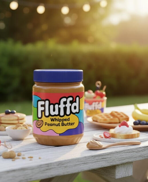 Fluffd Whipped Peanut Butter Uses Fluffd Whipped Peanut Butter jar surrounded by tasty treats, similar to the things Jif Whips and Peter Pan whipped peanut butter were used for.